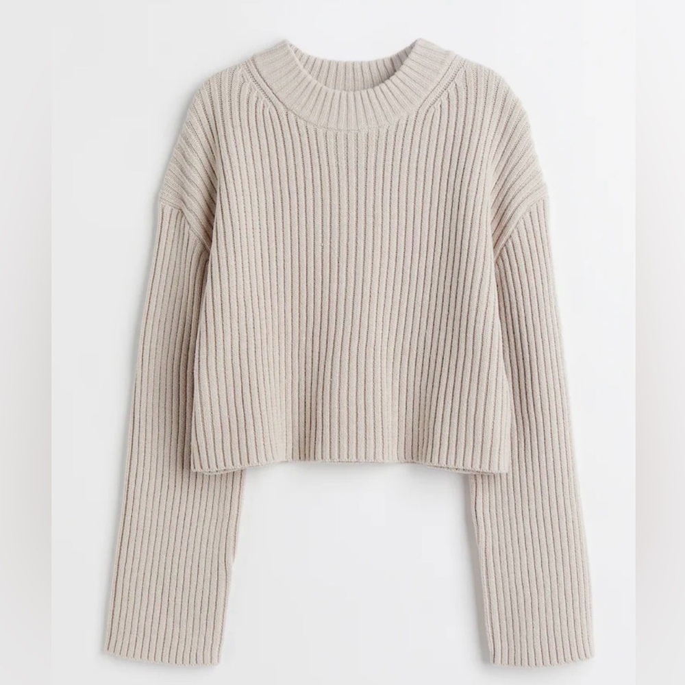 Women’s H&M Long Sleeve Ribbed Knit Crew Neck Sweater Cotton Blend Size Medium